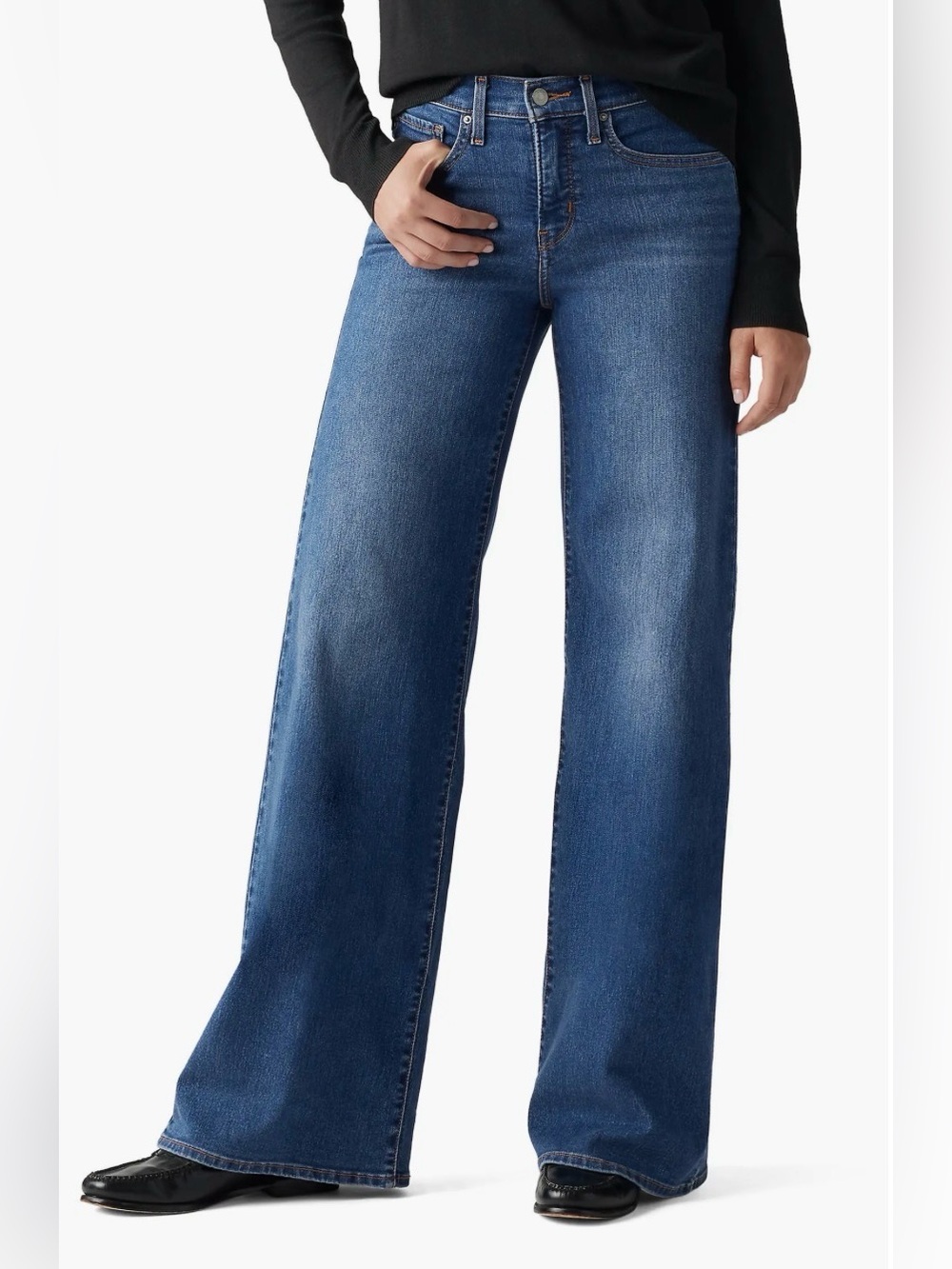 Levi's 318 Shaping Wide Leg Jeans Blue Stretch Denim Size 31